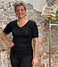 Hocosa Hocosa shirt korte mouw wol zijde v-hals ZWART dames