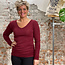 HOCOSA Longsleeve wol zijde v-hals dames BORDEAUX