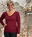 Hocosa HOCOSA Longsleeve wol zijde v-hals dames BORDEAUX