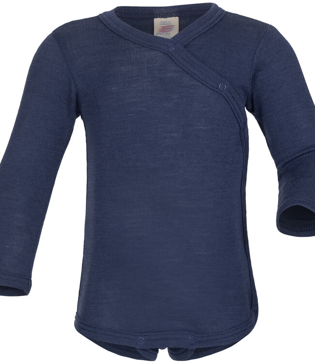 ENGEL wikkel romper wol zijde met overslag MARINE