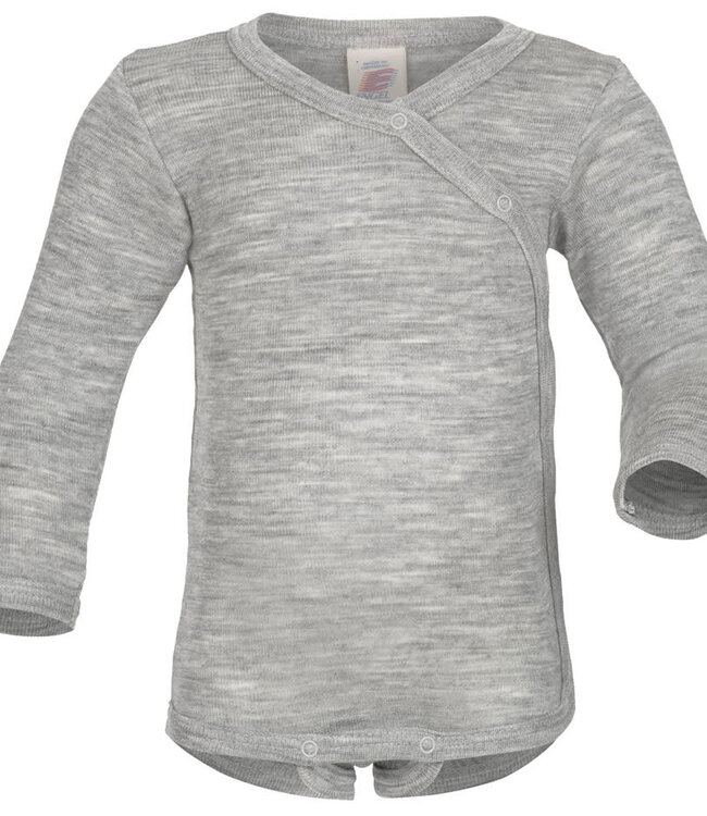 ENGEL wikkel romper wol zijde met overslag GRIJS