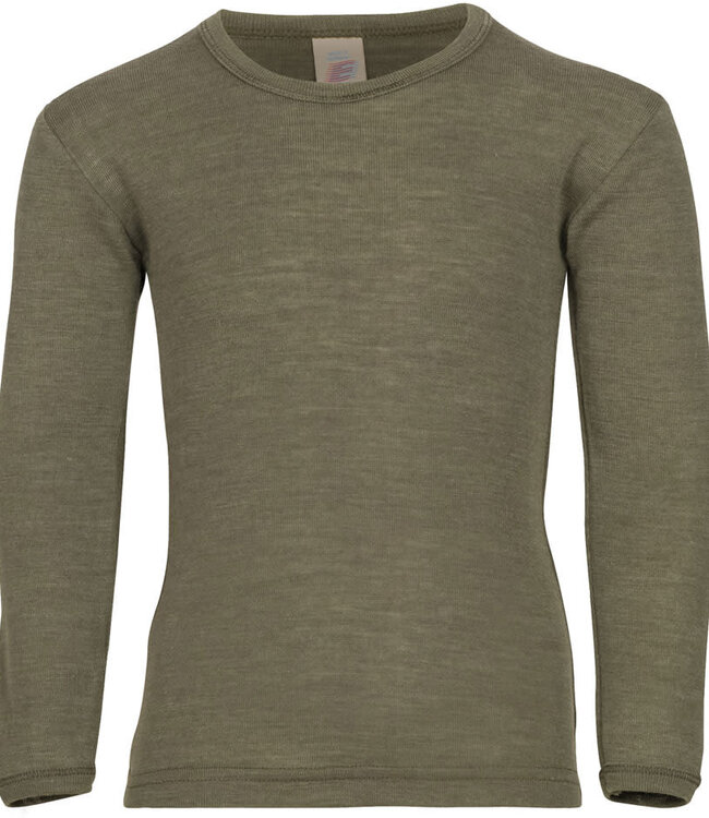 ENGEL wol zijde longsleeve voor kind EFFEN biologische wol OLIJF