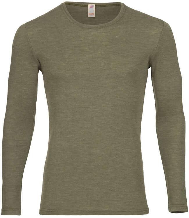 ENGEL Wol zijde longsleeve heren wollen ondergoed OLIJF