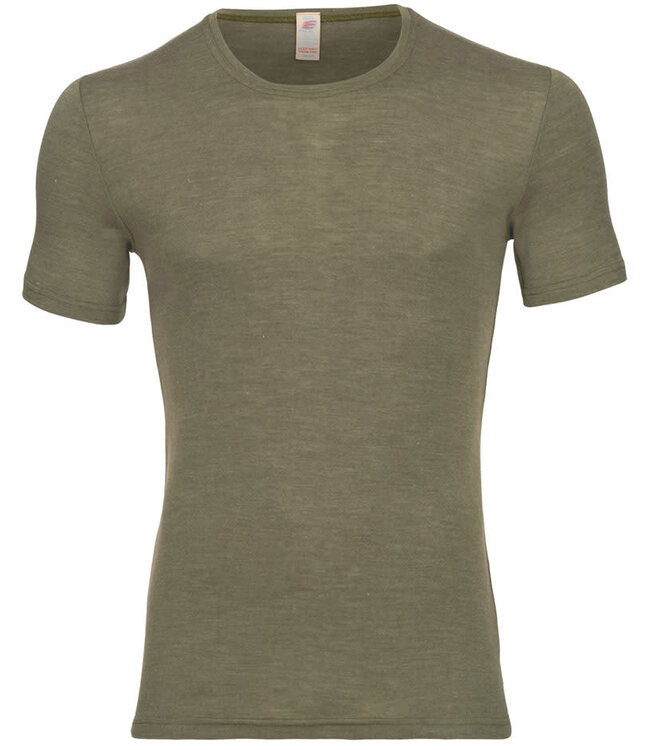 ENGEL Wol zijde shirt korte mouw heren wollen ondergoed OLIJF