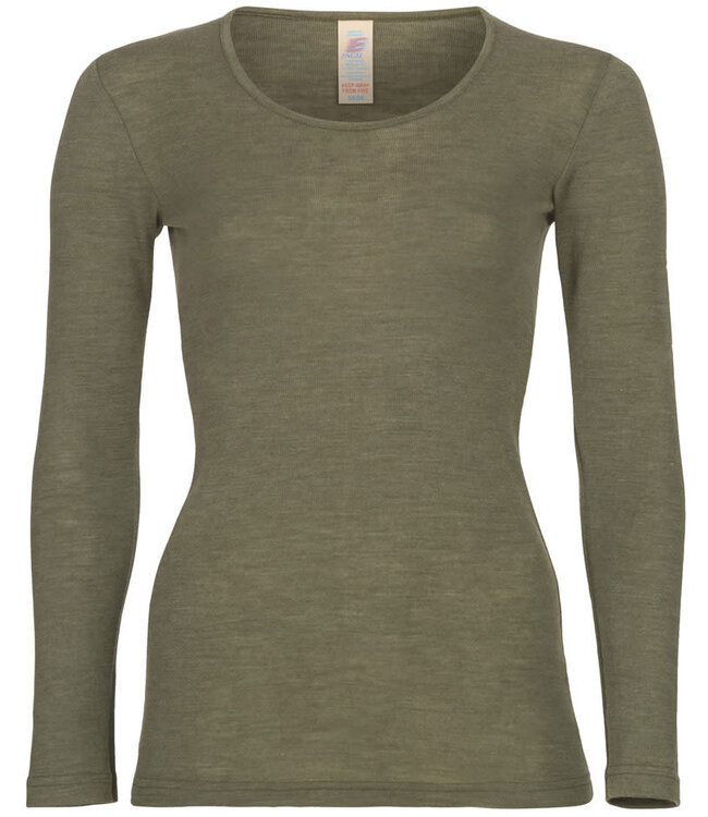 ENGEL Wol zijde longsleeve dames wollen ondergoed OLIJF