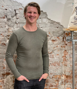 Engel ENGEL Wol zijde longsleeve heren wollen ondergoed OLIJF