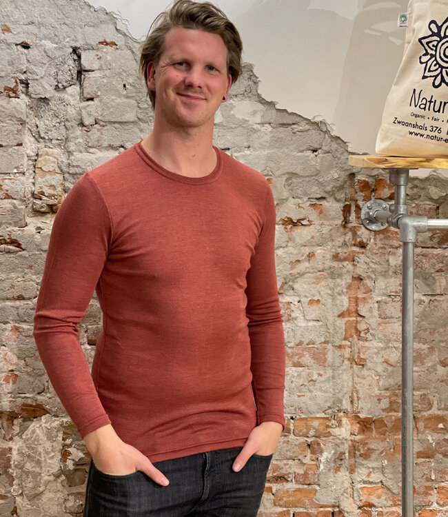 ENGEL Wol zijde longsleeve heren wollen ondergoed KOPER