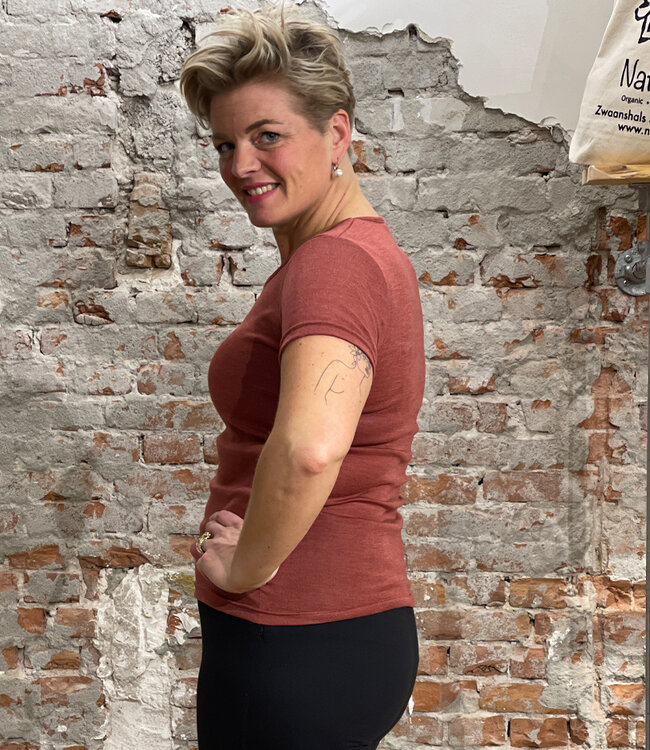 ENGEL Wol zijde shirt korte mouw dames KOPER