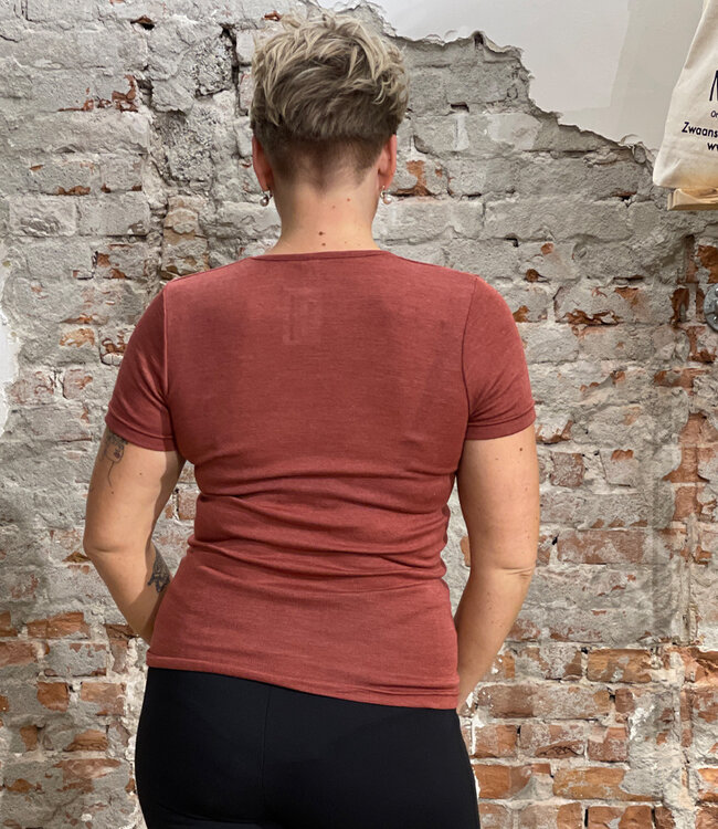 ENGEL Wol zijde shirt korte mouw dames KOPER