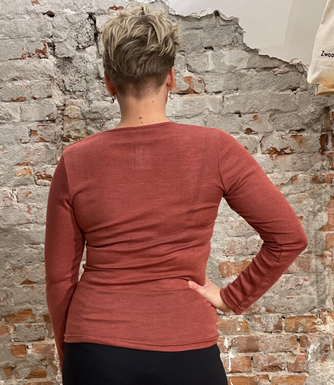 ENGEL Wol zijde longsleeve dames wollen ondergoed KOPER