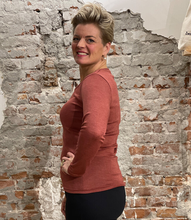 ENGEL Wol zijde longsleeve dames wollen ondergoed KOPER