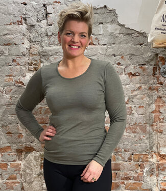 Engel ENGEL Wol zijde longsleeve dames wollen ondergoed OLIJF