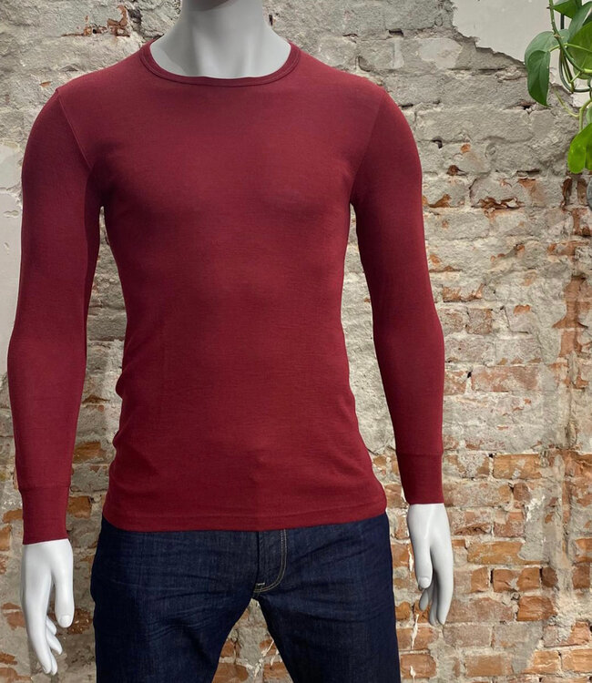Hocosa longsleeve van biologische wol zijde heren BORDEAUX