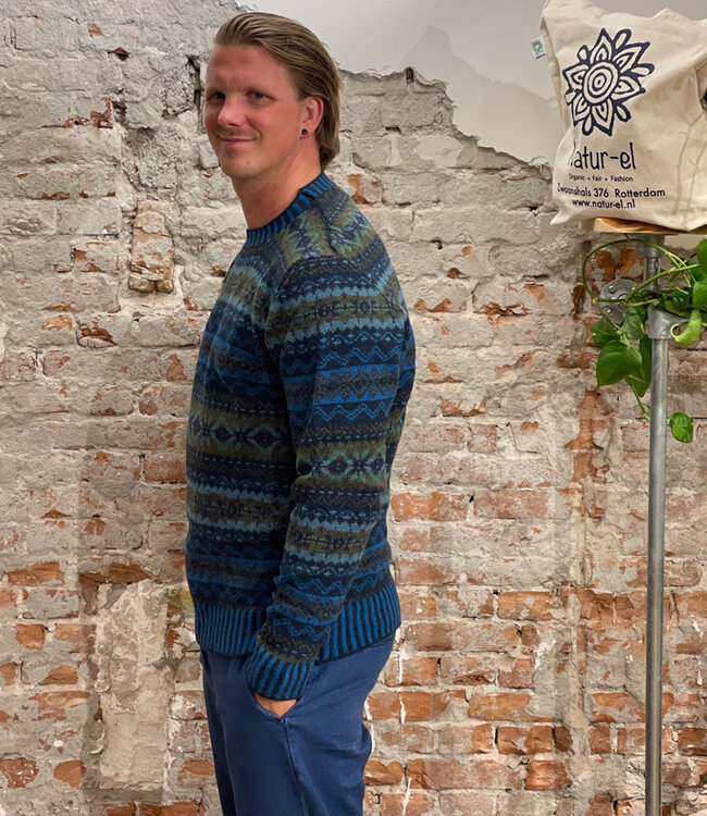 ERIBÉ wollen trui shetland wol supersoft BRODIE KINGFISHER