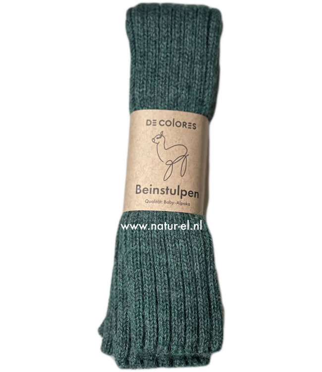 DE COLORES beenwarmers baby alpaca GRIJS GROEN 65- 40 cm