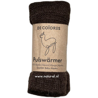 De Colores Wollen Polswarmers 100% baby alpaca MOKKA 28 - 20 cm