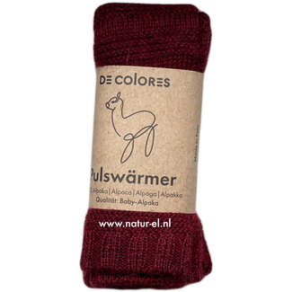 De Colores Wollen Polswarmers 100% baby alpaca ROOD 47 - 20 cm