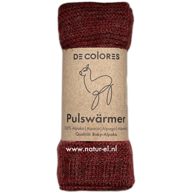 Wollen Polswarmers 100% baby alpaca ROEST 48 - 20 cm