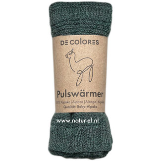 De Colores Wollen Polswarmers 100% baby alpaca  GRIJS GROEN 65 - 20 cm