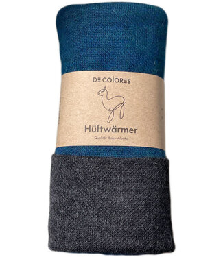 De Colores Wollen Nierwarmer van baby alpaca PETROL ZWART 75 reversible