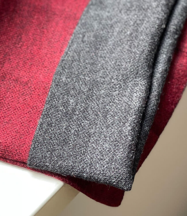 Wollen Nierwarmer van baby alpaca ROOD ZWART 47 reversible