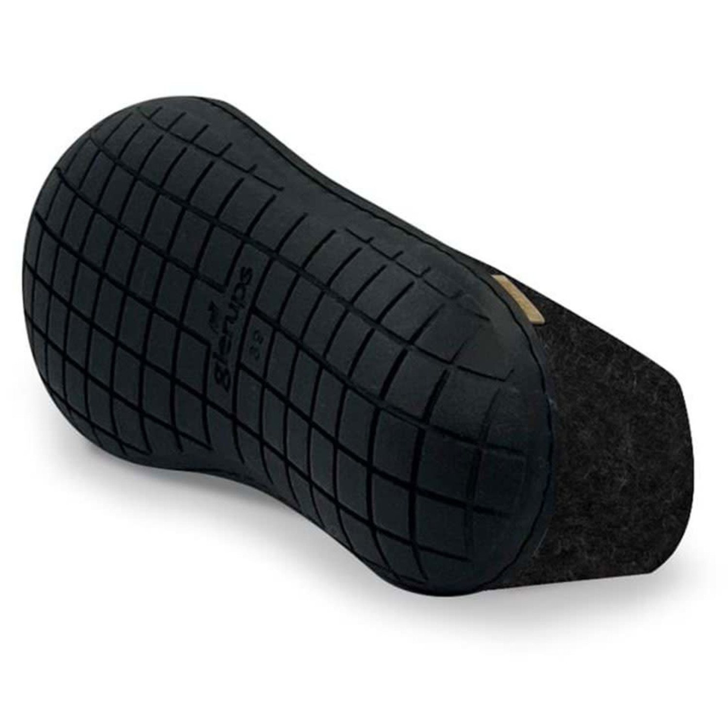GLERUPS wollen pantoffels RUBBER schoen CHARCOAL Black - Natur-el
