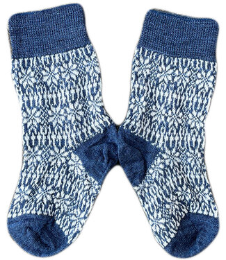 Hirsch Natur HIRSCH dunne wollen sokken baby Noors 056 80 jeans wit