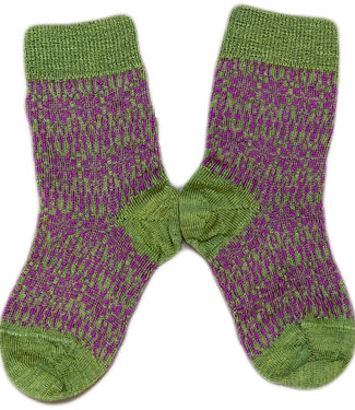 Hirsch Natur HIRSCH dunne wollen sokken baby Noors 056 43 groen pink