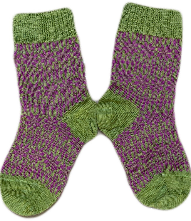 HIRSCH dunne wollen sokken baby Noors 056 43 groen pink