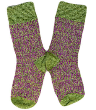 Hirsch Natur HIRSCH dunne wollen sokken KIND Noors 056 43 groen pink