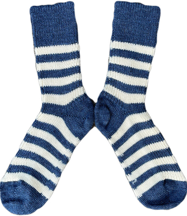 HIRSCH wollen sokken KIND gestreept 015 80 JEANS WIT