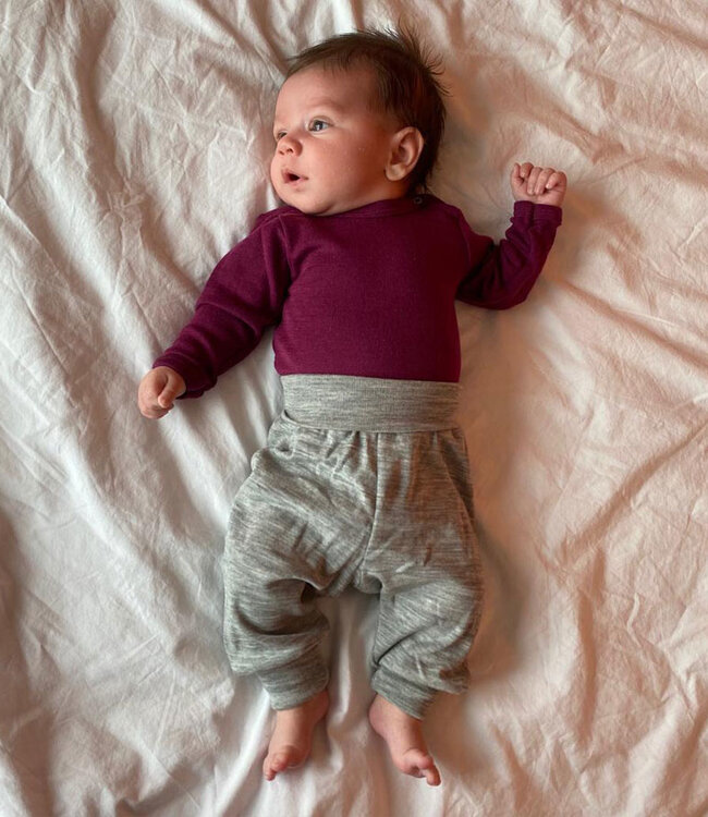 ENGEL baby romper wol zijde met LANGE MOUW effen ORCHIDEE