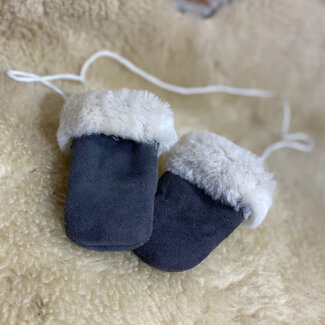 Baby handschoenen wanten sheepskin ANTRACIET / WIT (0-12 maanden)