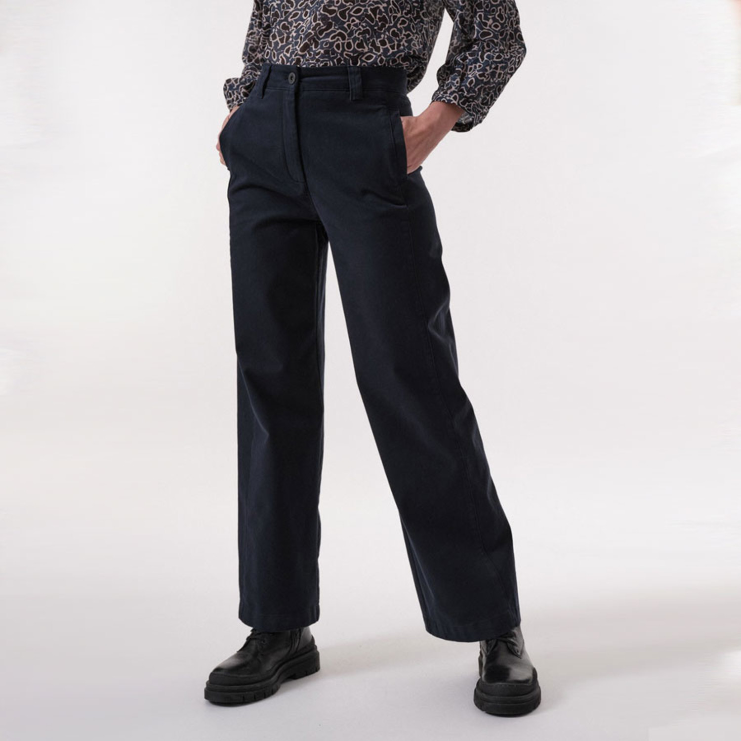 LANIUS high waist broek met wijde pijpen KIM ATLANTIC | Natur-el - Natur-el