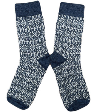 Hirsch Natur HIRSCH dunne wollen sokken KIND Noors 056 80 jeans wit