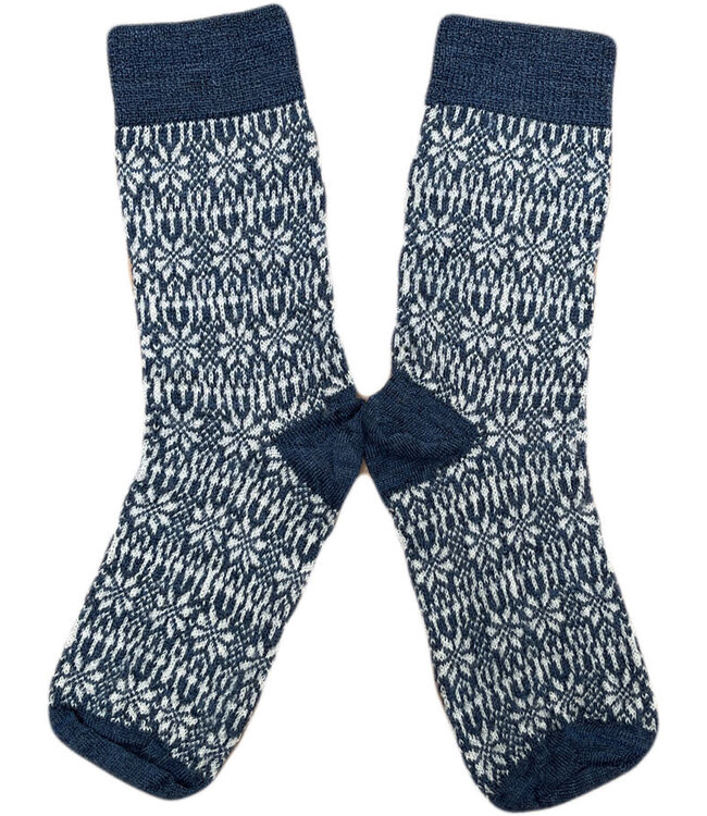 HIRSCH dunne wollen sokken KIND Noors 056 80 jeans wit