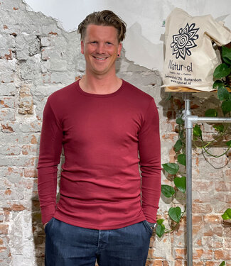 Hocosa Hocosa longsleeve van biologische wol zijde heren BORDEAUX
