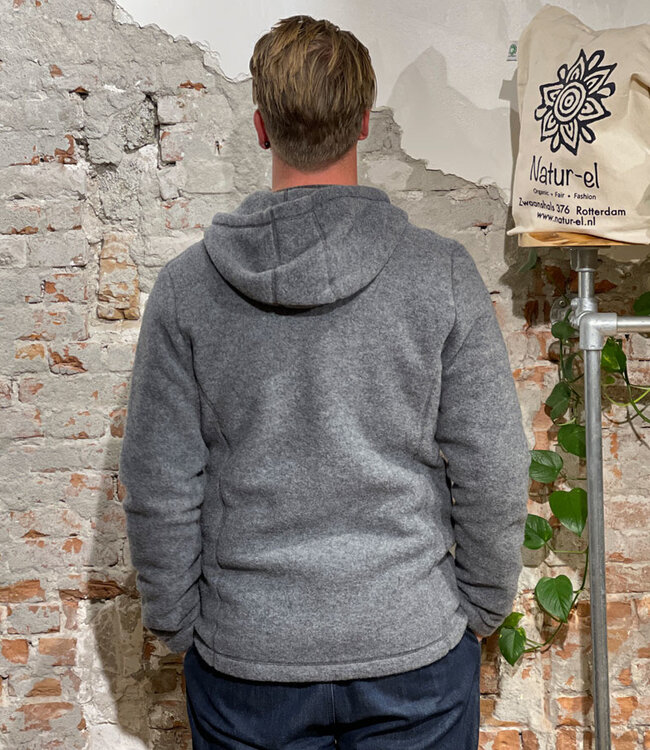 Engel Natur Wollen jas vest heren wolfleece capuchon LEISTEEN