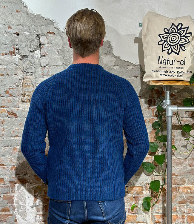FISHERMAN Wollen trui RUTGER PETROL van merino en cashmere