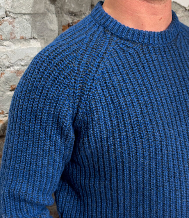 FISHERMAN Wollen trui RUTGER PETROL van merino en cashmere