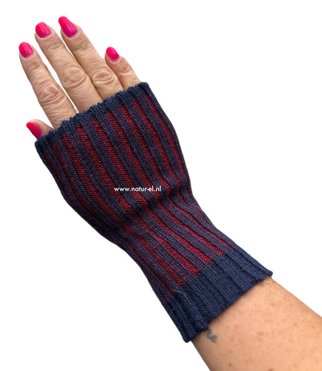 DE COLORES Polswarmers 100% baby alpaca TWO TONE NAVY 88