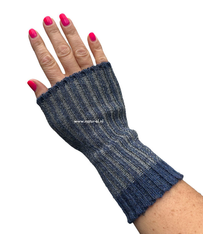 DE COLORES Polswarmers 100% baby alpaca TWO TONE JEANS 86