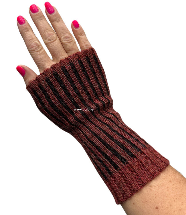 DE COLORES Polswarmers 100% baby alpaca TWO TONE ROEST 48