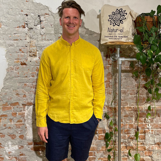 THINKING MU overhemd ANT YELLOW hennep en tencel