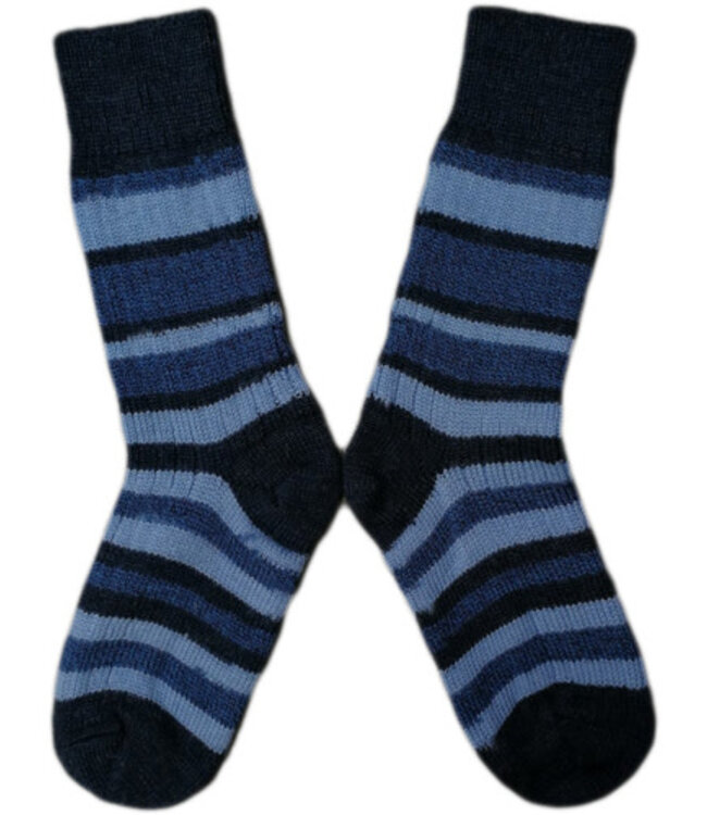 HIRSCH wollen sokken GESTREEPT blauw tinten 067 07