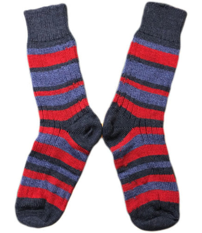 HIRSCH pure wollen sokken gestreept ROOD BLAUW 067 197
