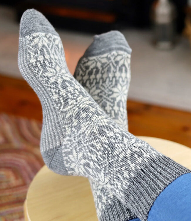 HIRSCH NATUR Noorse pure wollen sokken GRIJS WIT 030 39