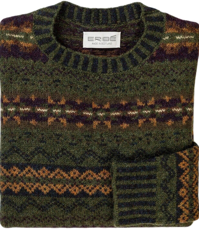 ERIBÉ wollen trui shetland wol supersoft BRODIE WOODLAND