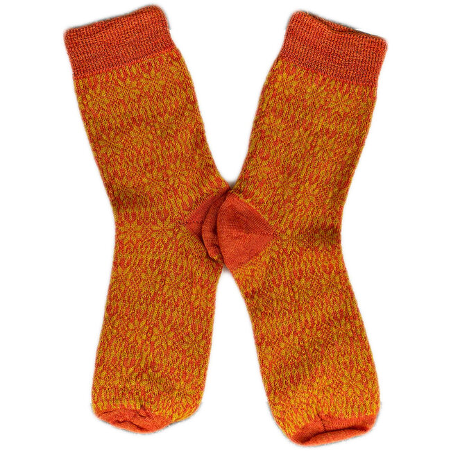 HIRSCH dunne wollen sokken KIND Noors 056 85 Curry oranje
