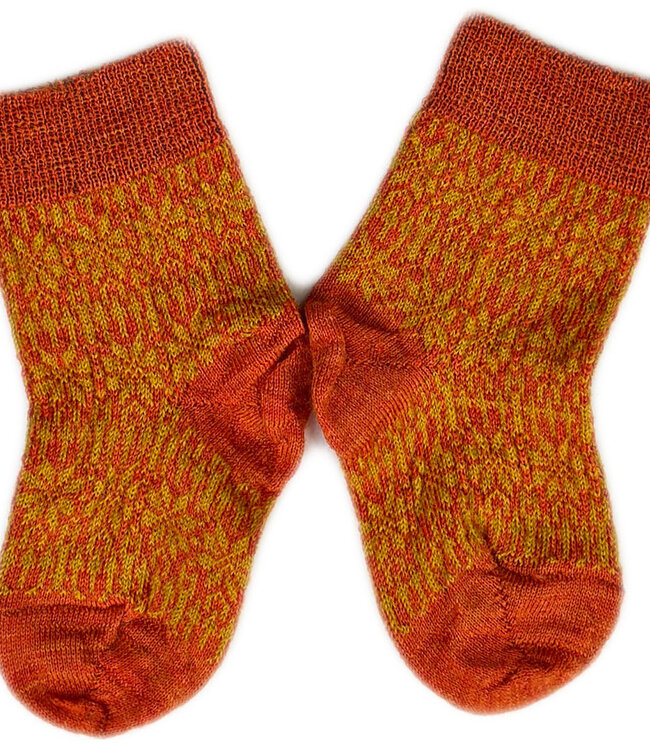 HIRSCH Dunne wollen sokken baby Noors 056 85 Curry oranje